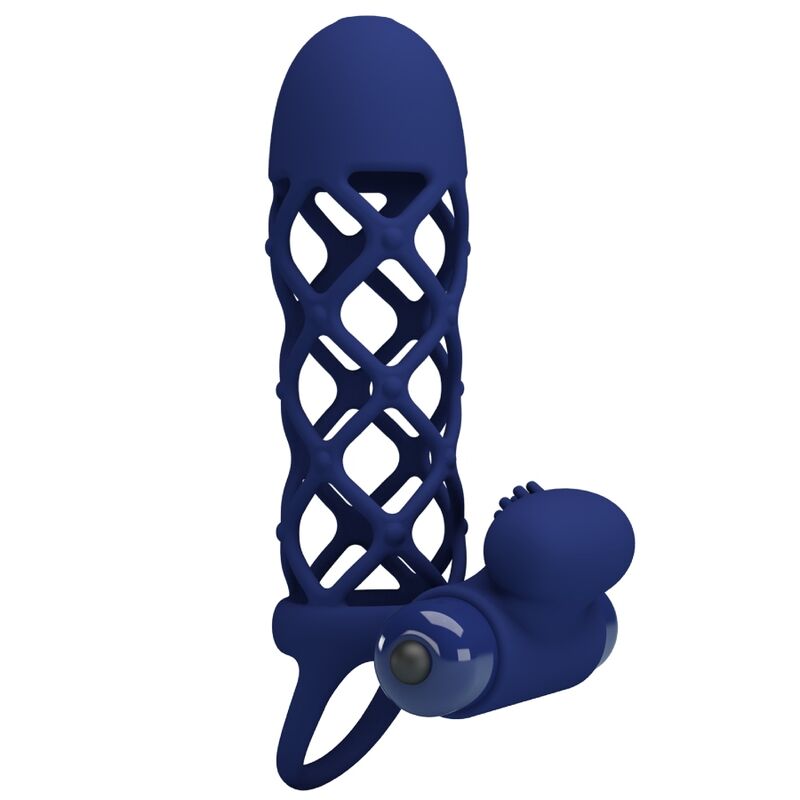 Giann anneau vibrateur avec gaine en silicone bleu