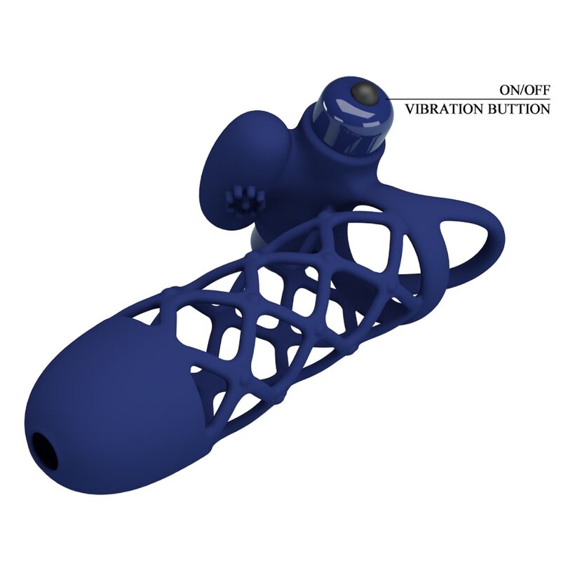 Giann anneau vibrateur avec gaine en silicone bleu