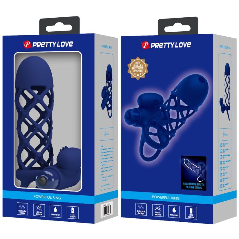 Giann anneau vibrateur avec gaine en silicone bleu