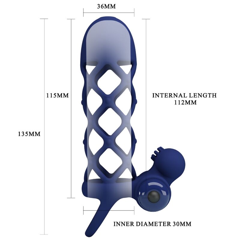 Giann anneau vibrateur avec gaine en silicone bleu