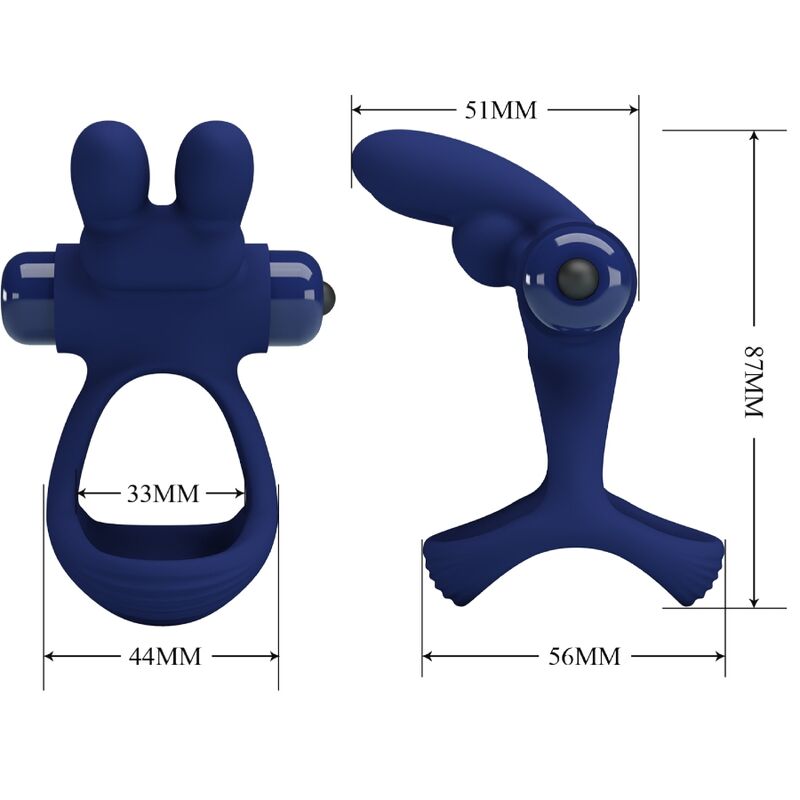 Francisco double anneau vibrant lapin bleu