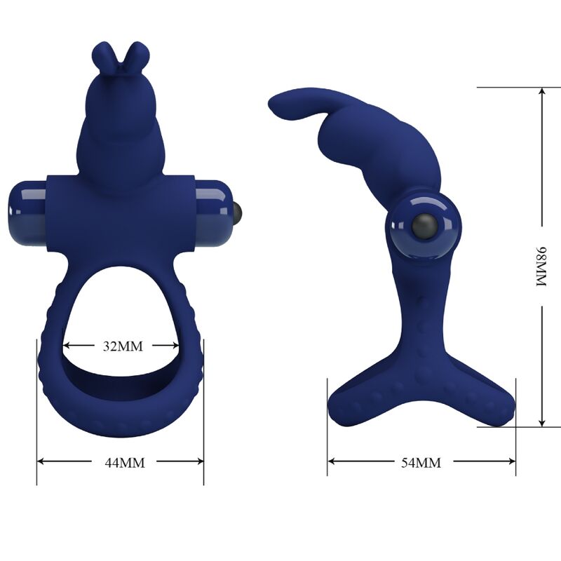 Luchito double vibrating rabbit ring blue