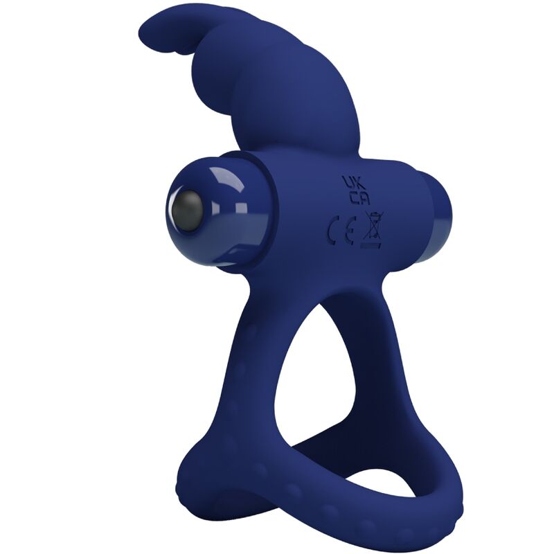 Luchito double vibrating rabbit ring blue