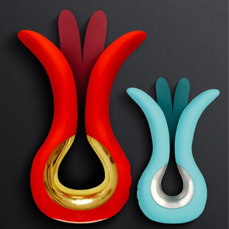 Gvibe maxi vibrator with two flexible tips coral