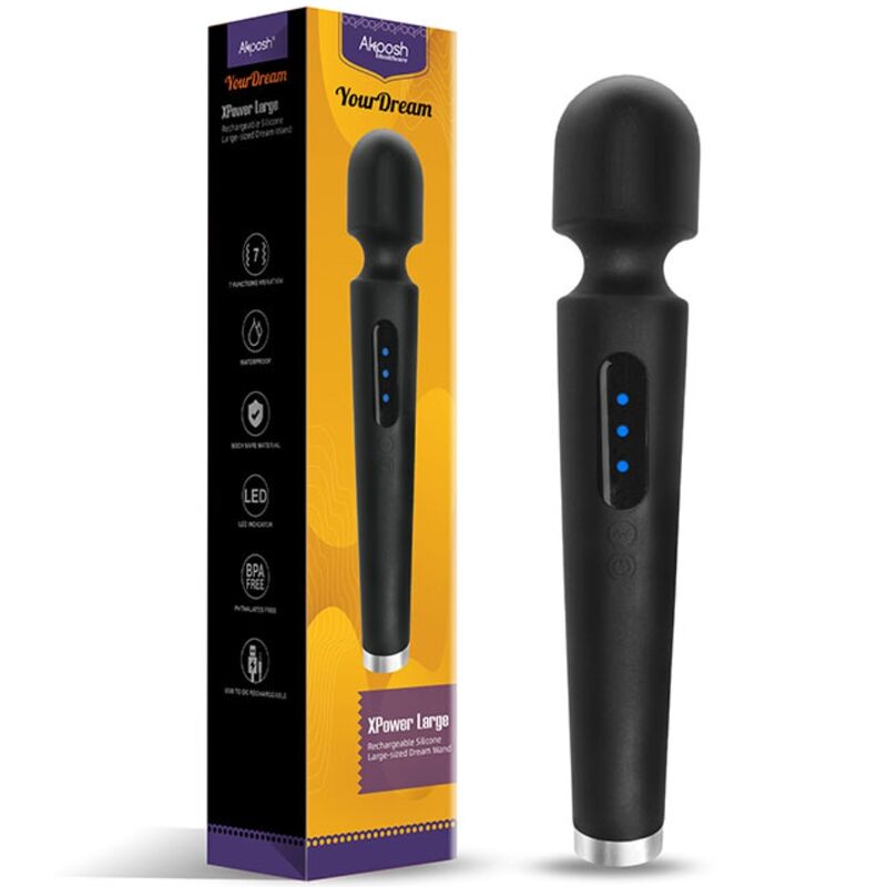 X power large massage &amp; vibrator 7 vibrations black