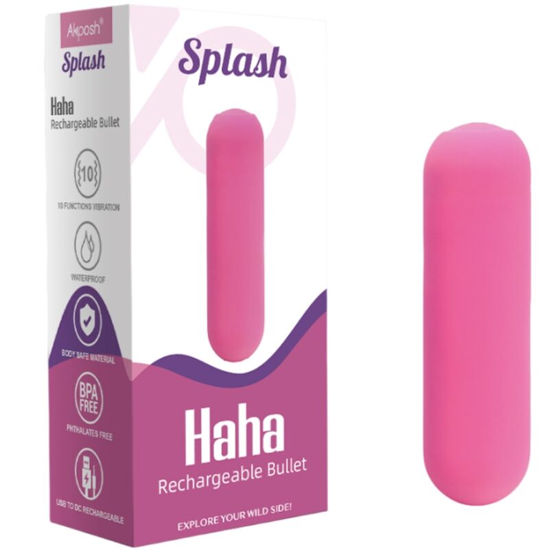 Splash haha silicone bullet vibrator 10 vibrations 75 x 19 cm pink