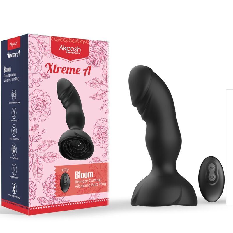Extreme Bloom Pink Vibrator and Remote Control Anal Plug Black