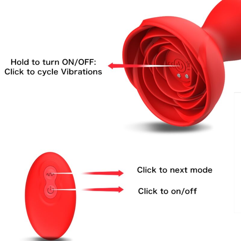 Extreme Bloom Pink Vibrator and Red Remote Control Anal Plug
