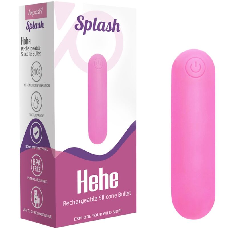 Splash hehe silicone bullet vibrator 10 vibrations 65 x 15 cm pink