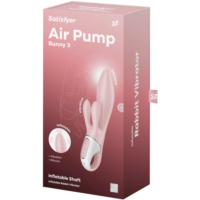 Air pump bunny 3 inflatable vibrator pink rabbit