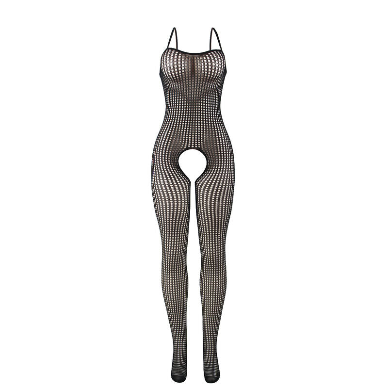 951726 black bodystocking in elastic fishnet without fur one size