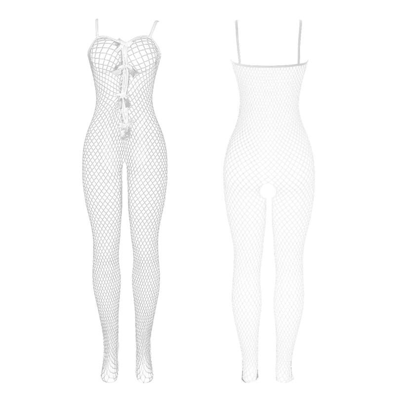 951740 white fishnet bodystocking with bows crotch one size