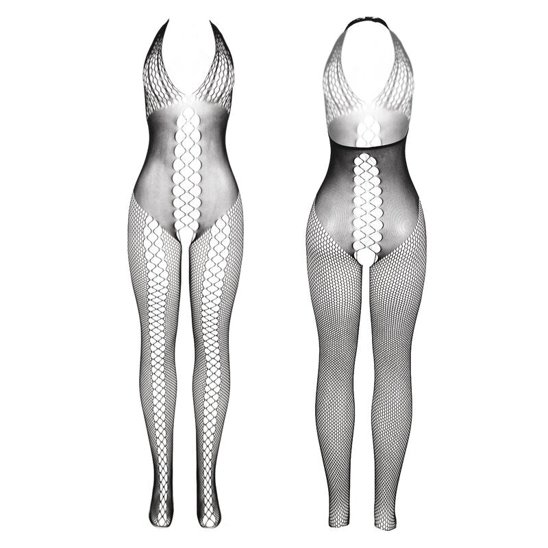 951832 bodystocking with open back and crisscross details black one size