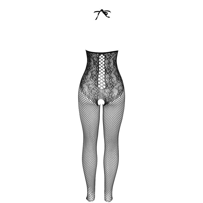951849 open fishnet bodystocking with black halter neck one size