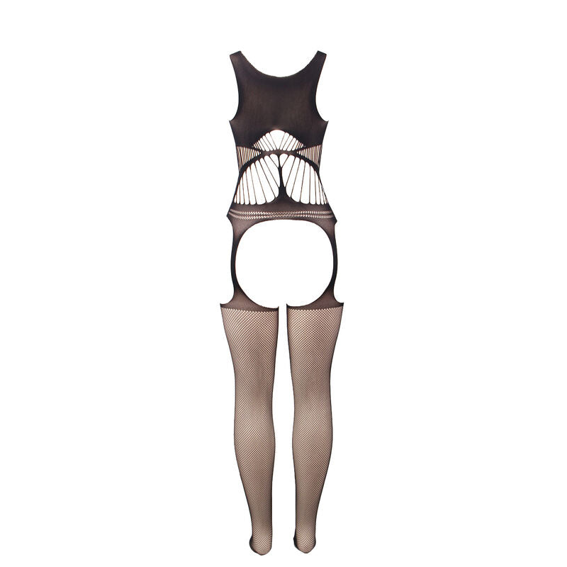 951900 fishnet bodystocking without fur with shell and open shoulders black one size
