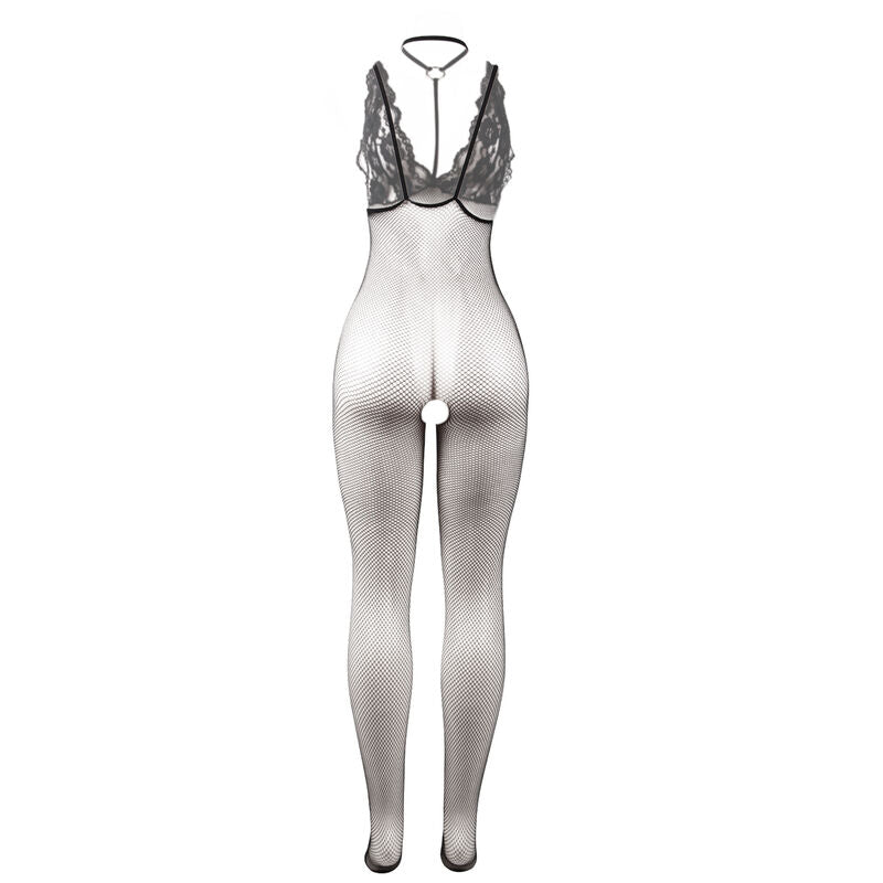 951993 black transparent fishnet bodystocking without fur one size