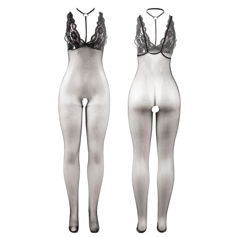 951993 black transparent fishnet bodystocking without fur one size