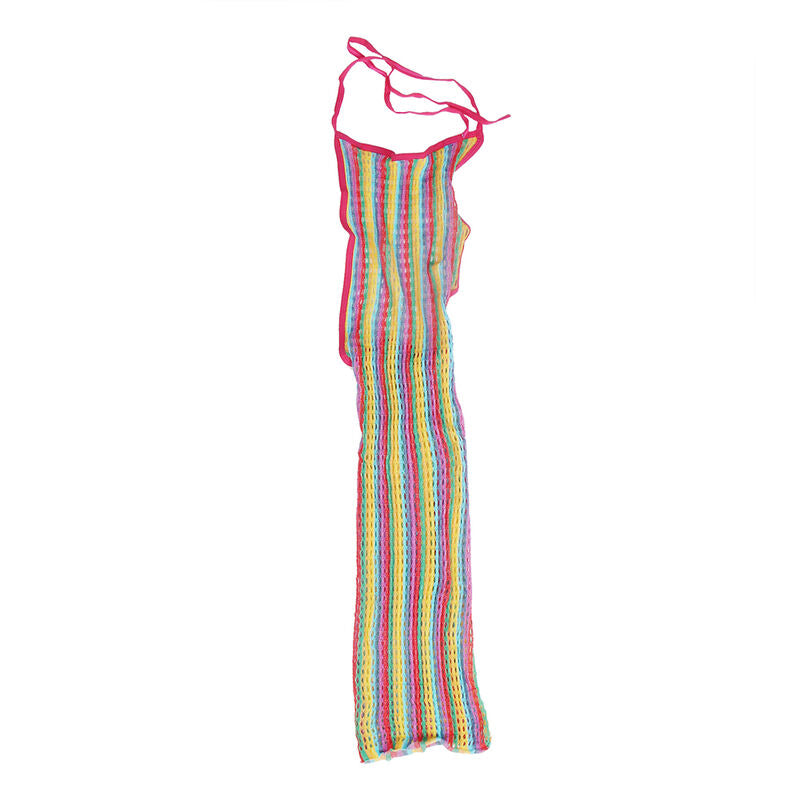 952341 rainbow fishnet dress one size