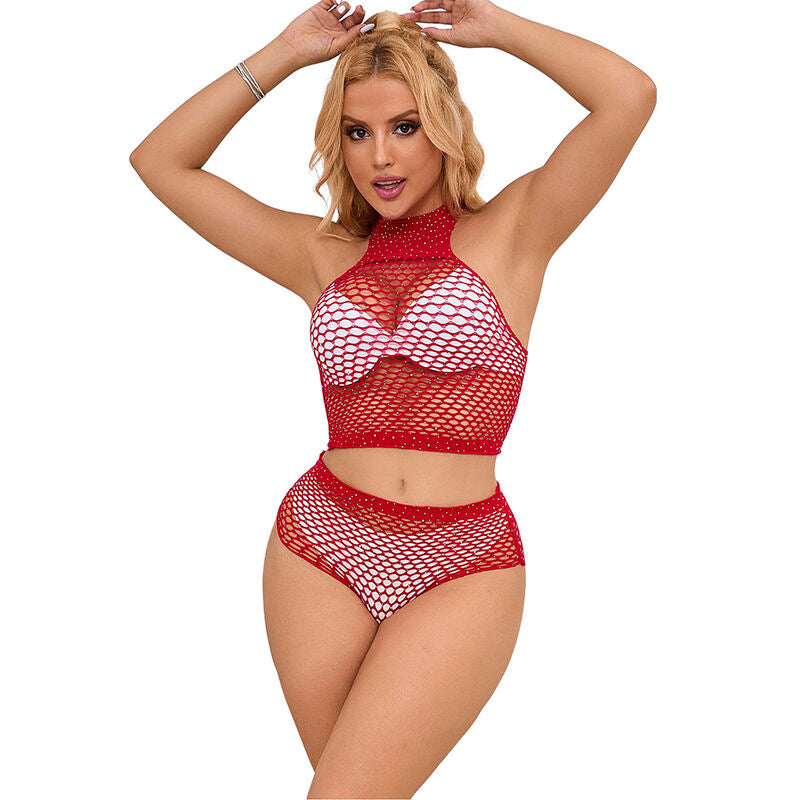 952402 fishnet set with pink diamonds, one size