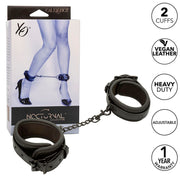 Nocturnal adjustable black leather ankle cuffs