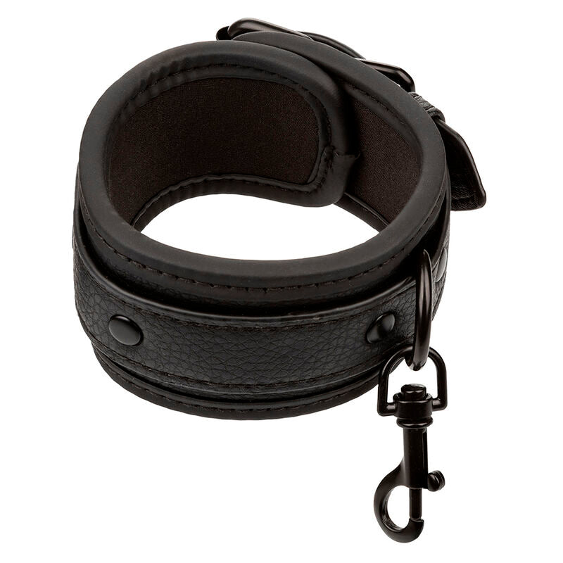Nocturnal adjustable black leather ankle cuffs