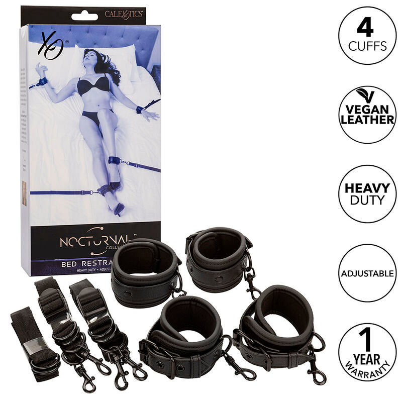 Nocturnal adjustable black leather bed belt