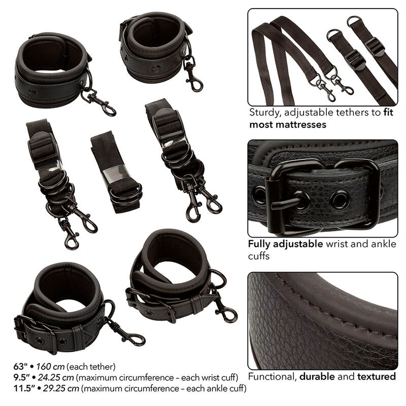 Nocturnal adjustable black leather bed belt