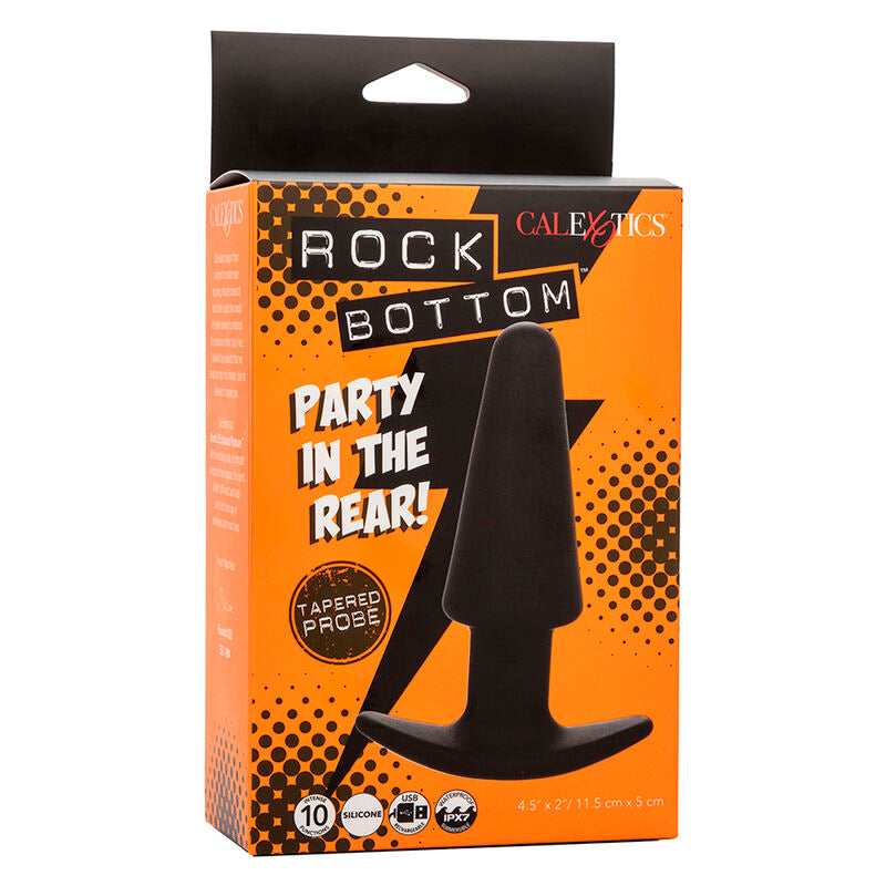Rock bottom tapered anal plug 10 vibrations black silicone