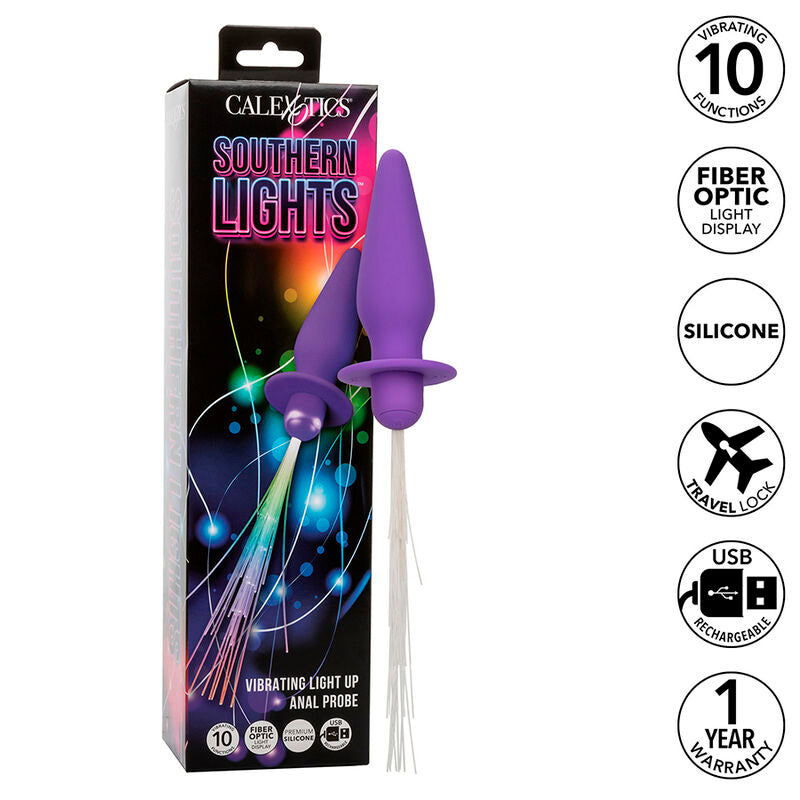 Southern lights light up anal plug10 vibrations silicone purple