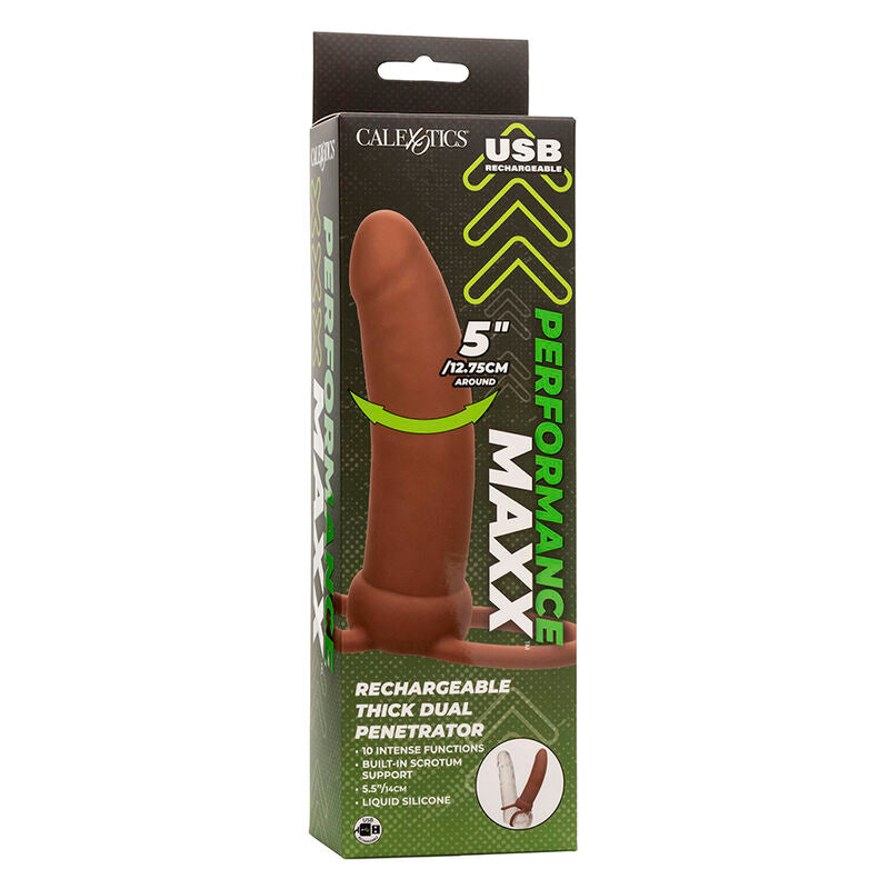 Maxx Thick Double Penetrator 10 Vibrations Brown
