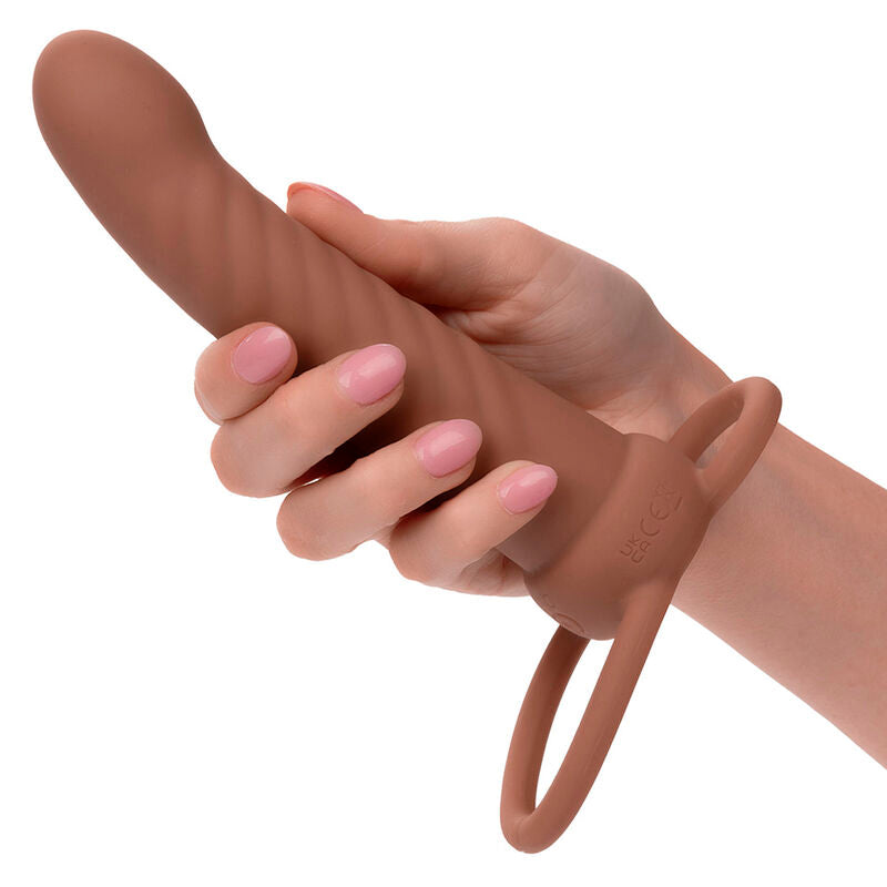 Maxx Ribbed Double Penetrator 10 Vibrations Brown