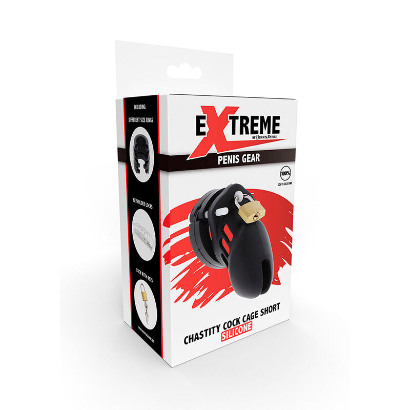 Extreme silicone chastity cage size S black