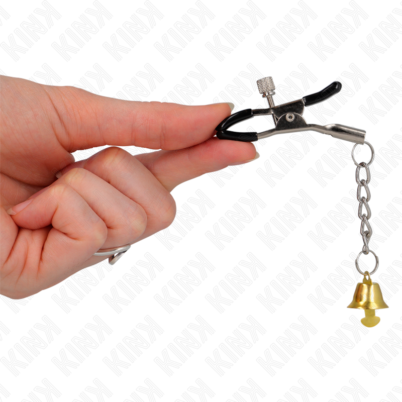 Telemon clips with gold bell pendant 6 cm