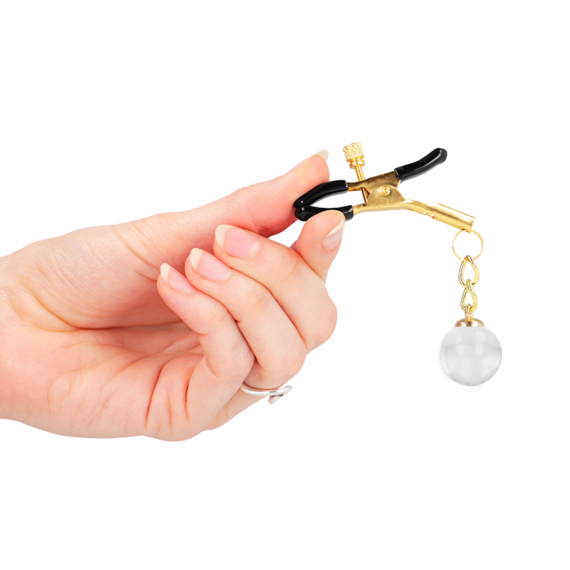 Glass bead meton tweezers gold 6 cm