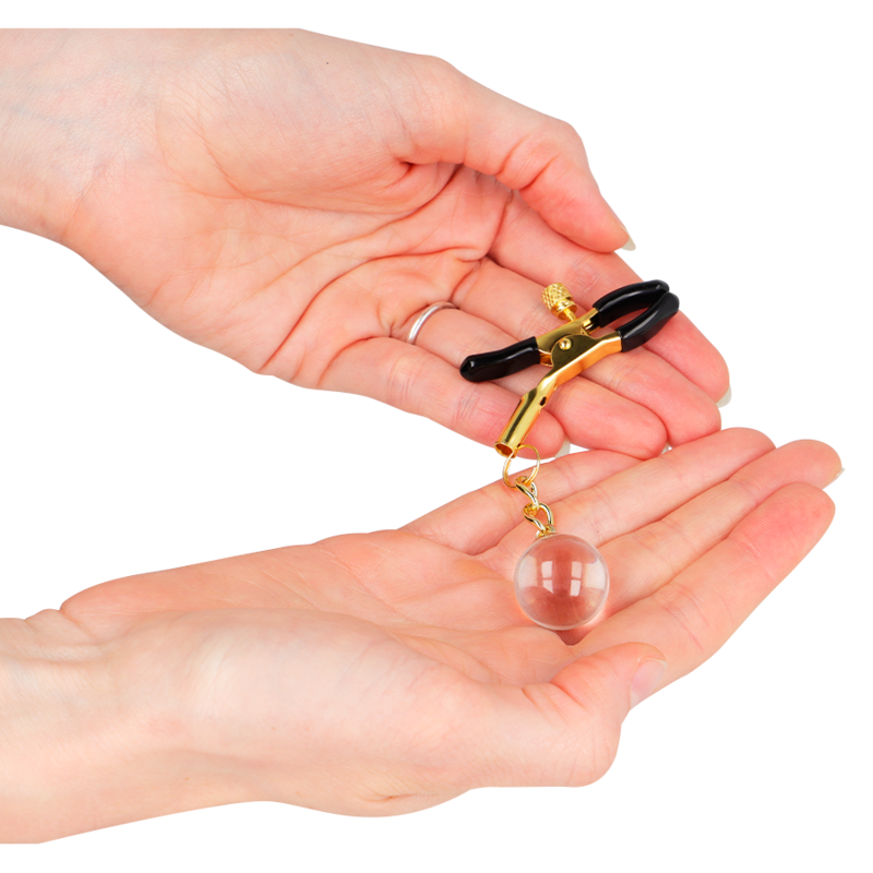 Glass bead meton tweezers gold 6 cm