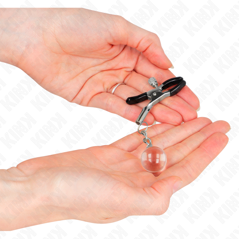 Glass bead meton clips silver 6 cm