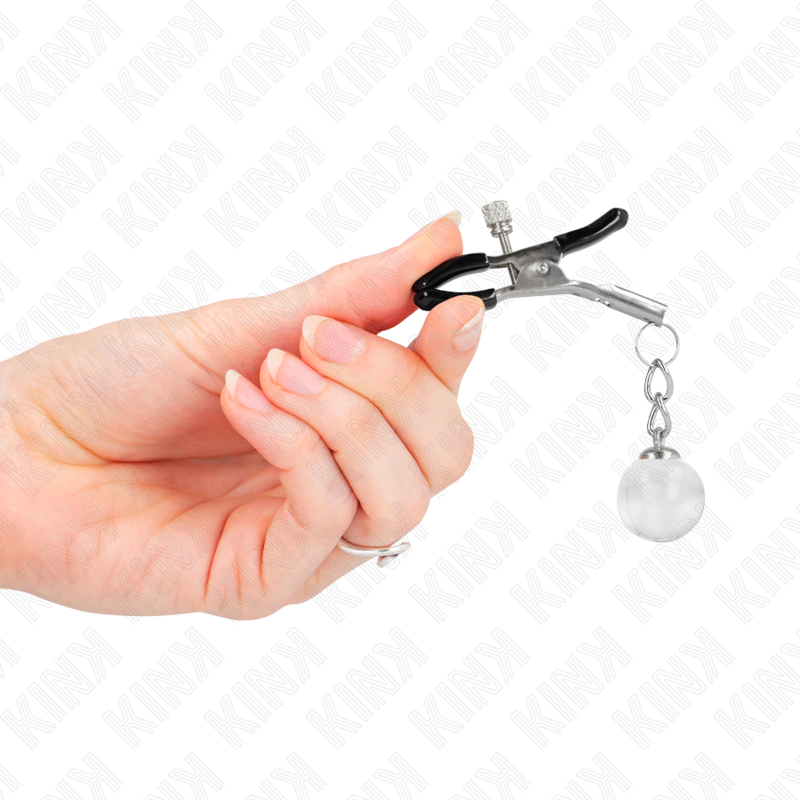 Glass bead meton clips silver 6 cm