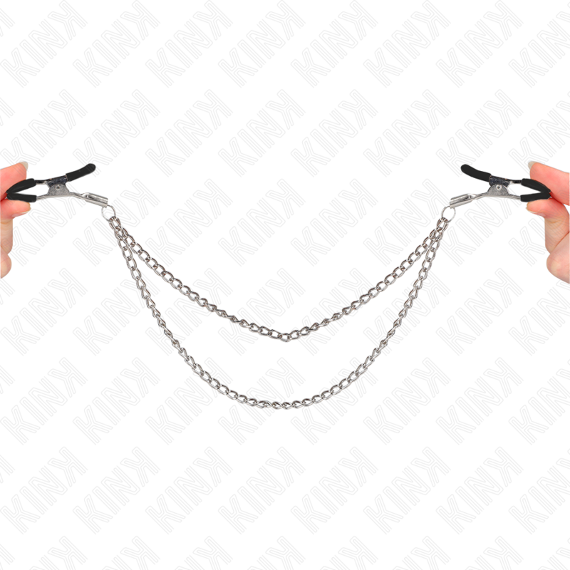 Head clips with 2 thick silver chains 20/23 cm