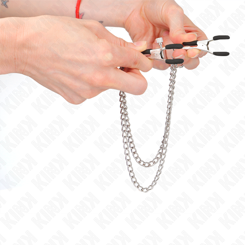 Head clips with 2 thick silver chains 20/23 cm