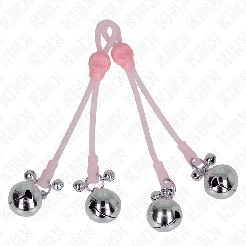 Skull Light-Up Phone Clips with Adjustable Bell Ring Pink/Silver