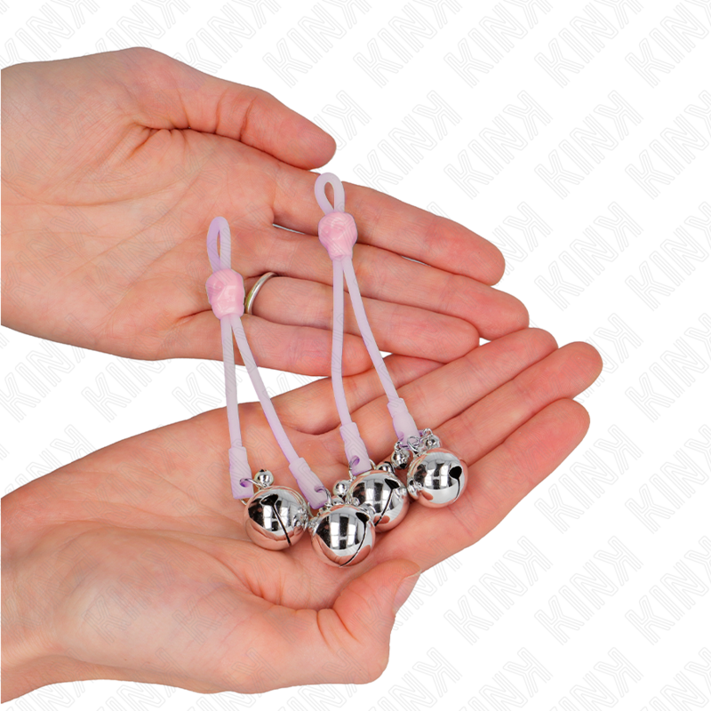 Skull Light-Up Phone Clips with Adjustable Bell Ring Pink/Silver