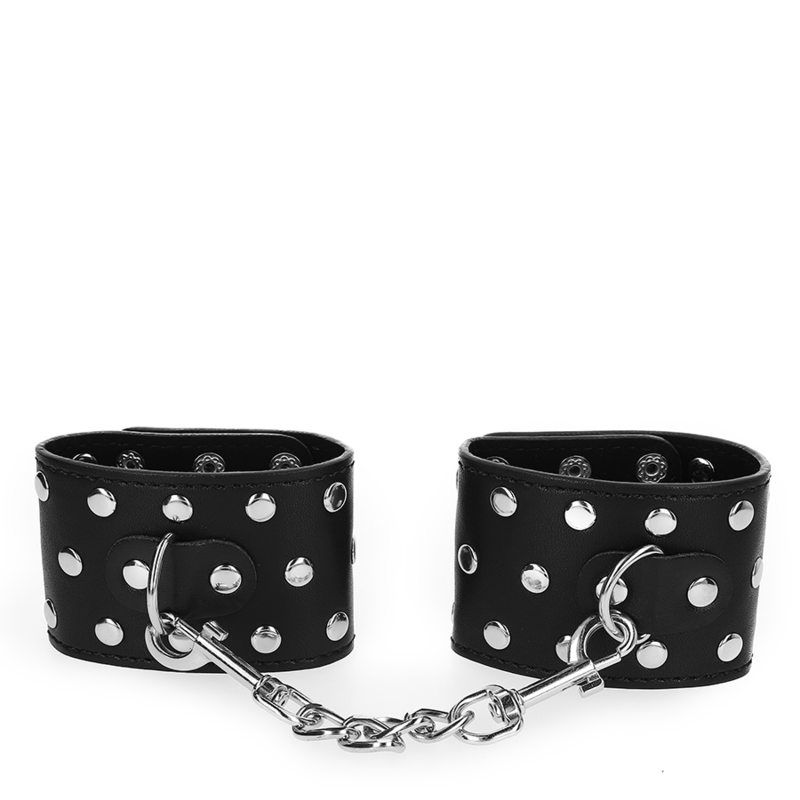 Wrist restraints with full rivet snap closure black adjustable 19-24 cm x 5.5 cm