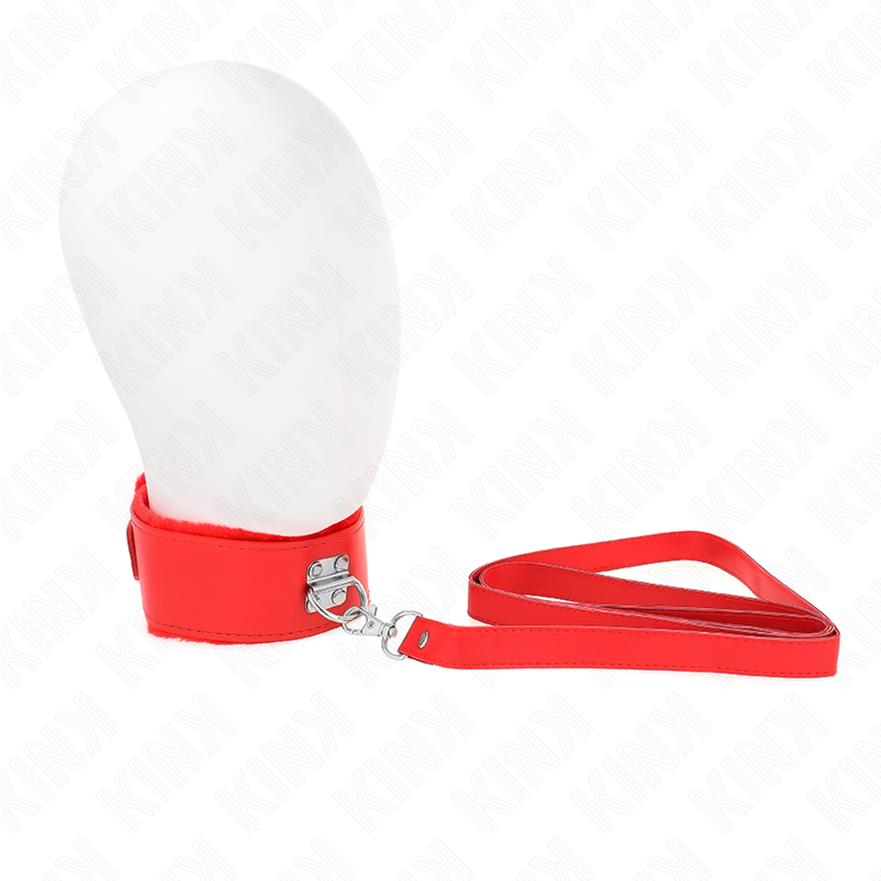 Collar with leash 116 cm with silver studs model 4 red adjustable 40-48 cm x 6 cm