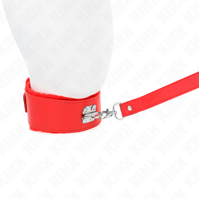 Collar with leash 116 cm with silver studs model 4 red adjustable 40-48 cm x 6 cm