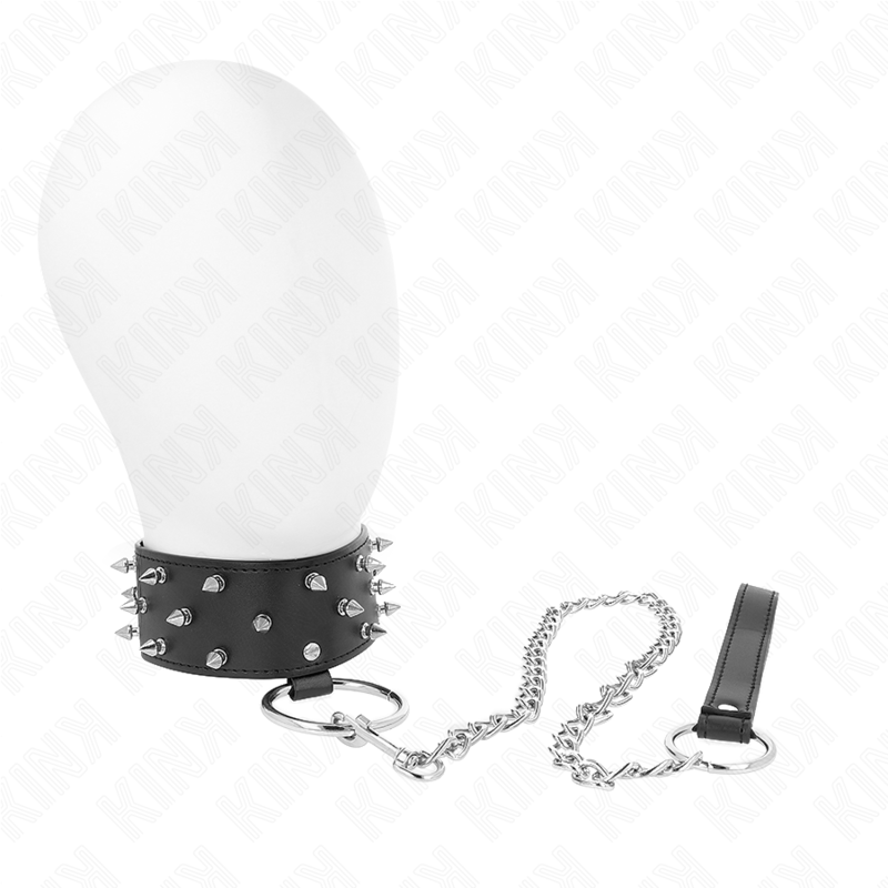 Collar with leash 65 cm with silver studs model 5 adjustable 36-43 cm x 5 cm