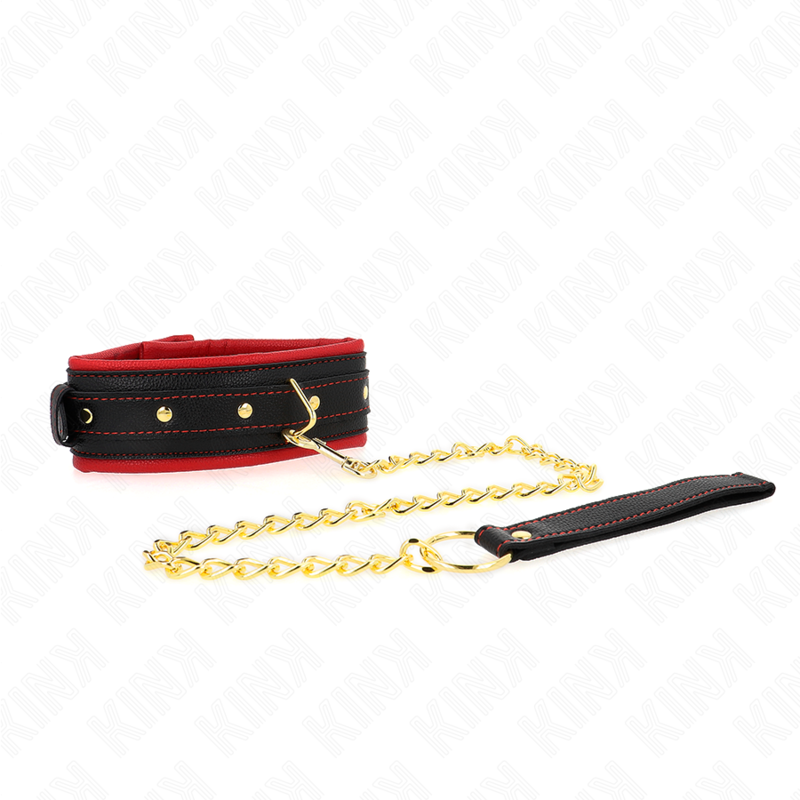 Adjustable plain fabric collar with leash 33-48 cm x 5.7 cm