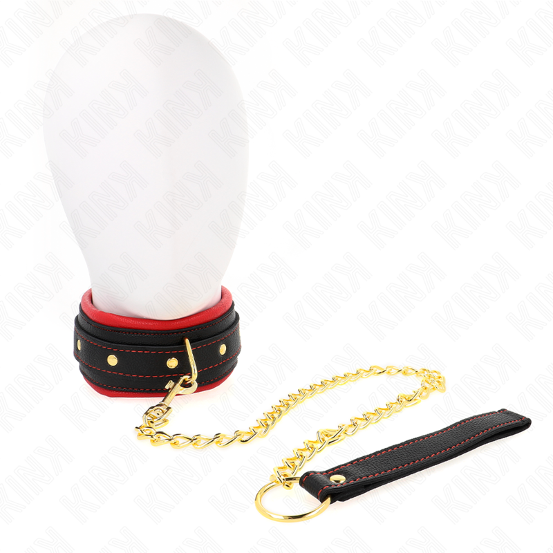 Adjustable plain fabric collar with leash 33-48 cm x 5.7 cm