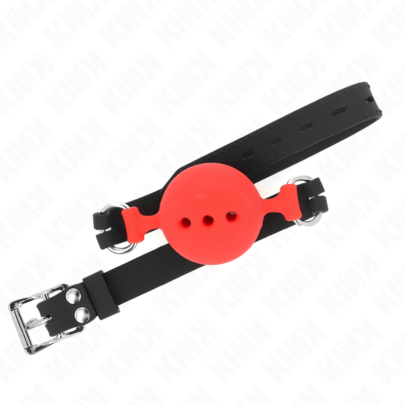 Fully silicone gag 55 x 2 cm with 5 cm ball size L red adjustable 35-51 cm