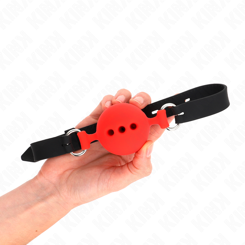 Fully silicone gag 55 x 2 cm with 5 cm ball size L red adjustable 35-51 cm