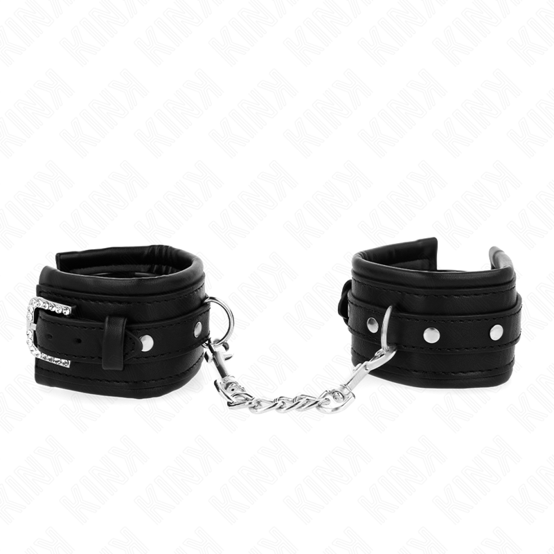 Adjustable Black Rhinestone Buckle Wristbands 25-32cm x 5.5cm